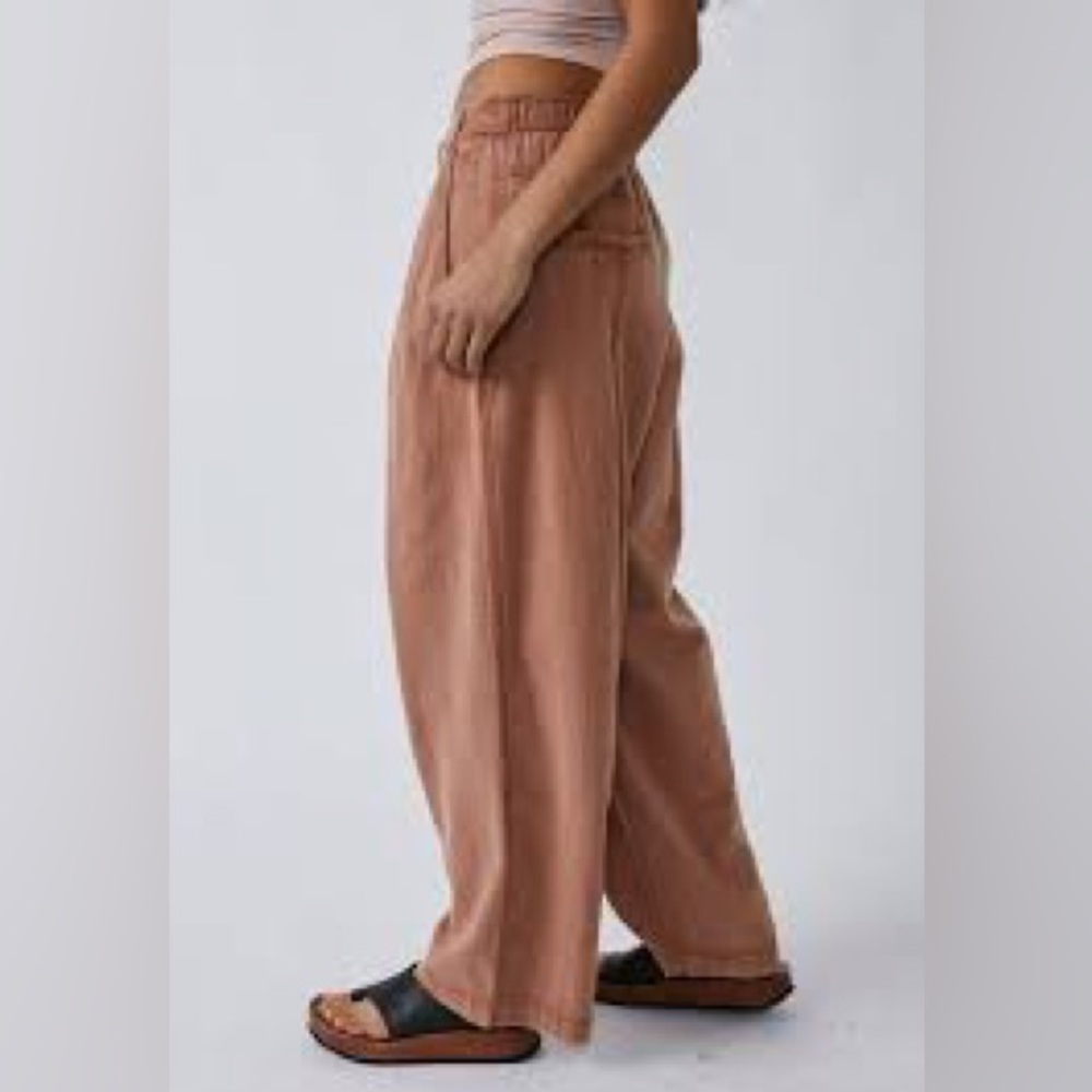 NWT Free People Linen Trouser Cinnamon Brulee SZ 2 - Picture 3 of 12
